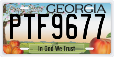GA license plate PTF9677