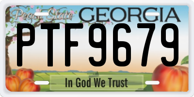 GA license plate PTF9679