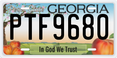 GA license plate PTF9680