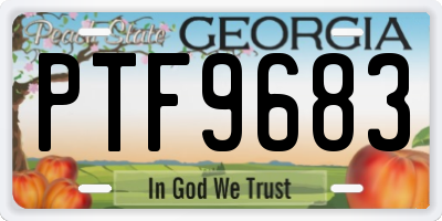 GA license plate PTF9683