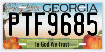 GA license plate PTF9685