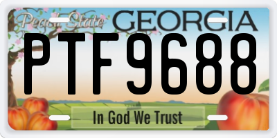 GA license plate PTF9688