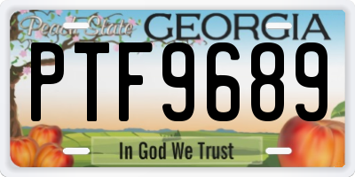 GA license plate PTF9689