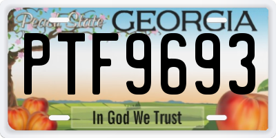 GA license plate PTF9693