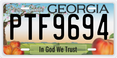 GA license plate PTF9694