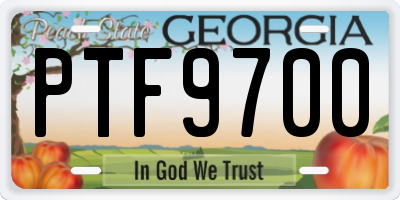 GA license plate PTF9700