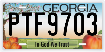 GA license plate PTF9703