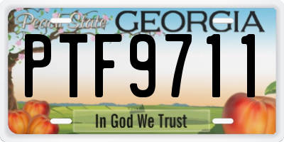 GA license plate PTF9711