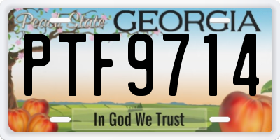 GA license plate PTF9714