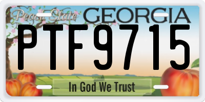 GA license plate PTF9715