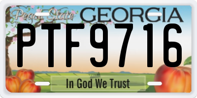GA license plate PTF9716