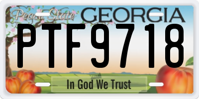 GA license plate PTF9718