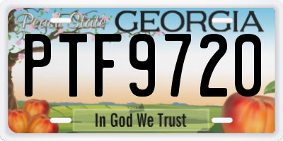 GA license plate PTF9720
