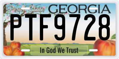 GA license plate PTF9728