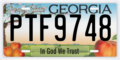 GA license plate PTF9748