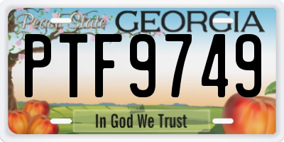 GA license plate PTF9749