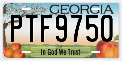 GA license plate PTF9750