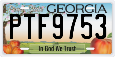 GA license plate PTF9753