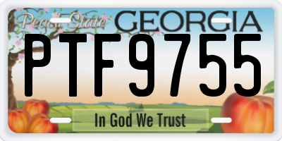 GA license plate PTF9755