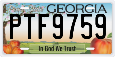 GA license plate PTF9759