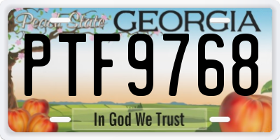 GA license plate PTF9768