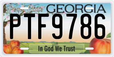 GA license plate PTF9786