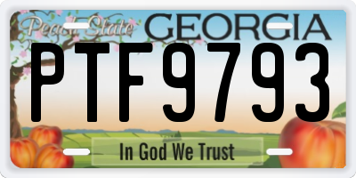 GA license plate PTF9793