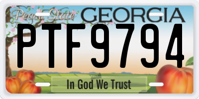 GA license plate PTF9794