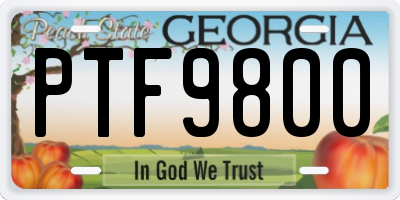 GA license plate PTF9800