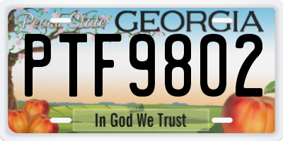 GA license plate PTF9802