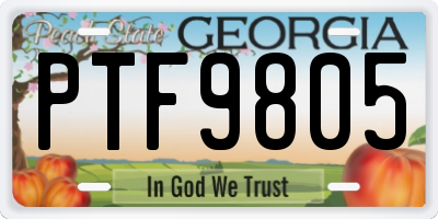 GA license plate PTF9805
