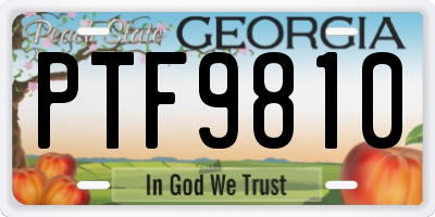 GA license plate PTF9810