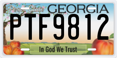 GA license plate PTF9812