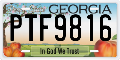 GA license plate PTF9816