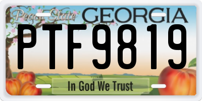 GA license plate PTF9819
