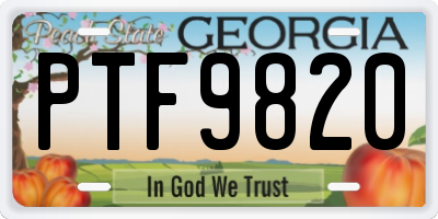 GA license plate PTF9820