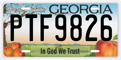 GA license plate PTF9826