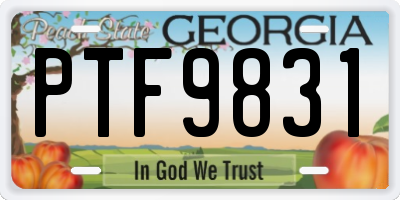 GA license plate PTF9831