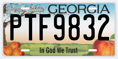 GA license plate PTF9832