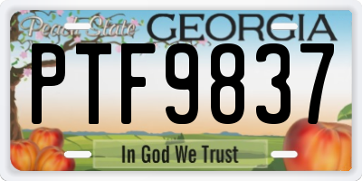 GA license plate PTF9837