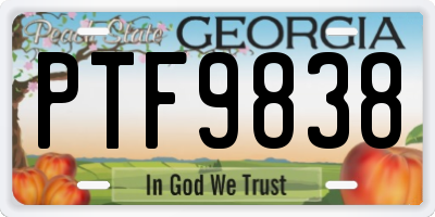 GA license plate PTF9838