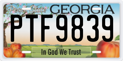GA license plate PTF9839