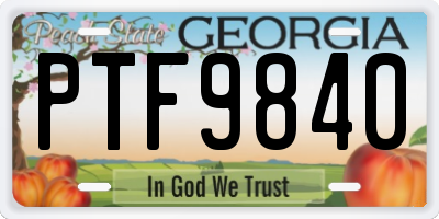 GA license plate PTF9840