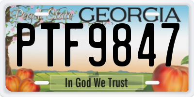 GA license plate PTF9847