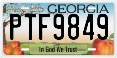 GA license plate PTF9849