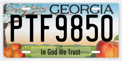 GA license plate PTF9850