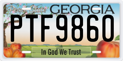 GA license plate PTF9860