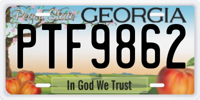 GA license plate PTF9862
