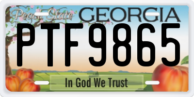GA license plate PTF9865