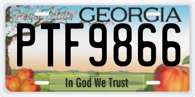 GA license plate PTF9866